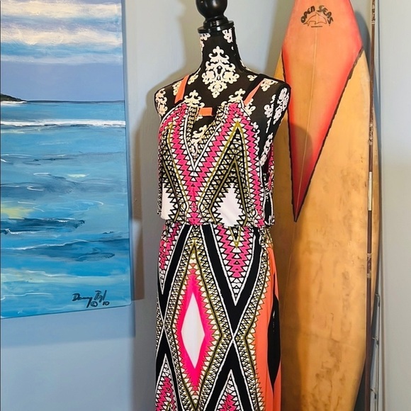 ⭐️Emma & Michelle,Striking Geo-Designed Maxi Dress, Halter Style, Large - Picture 8 of 10